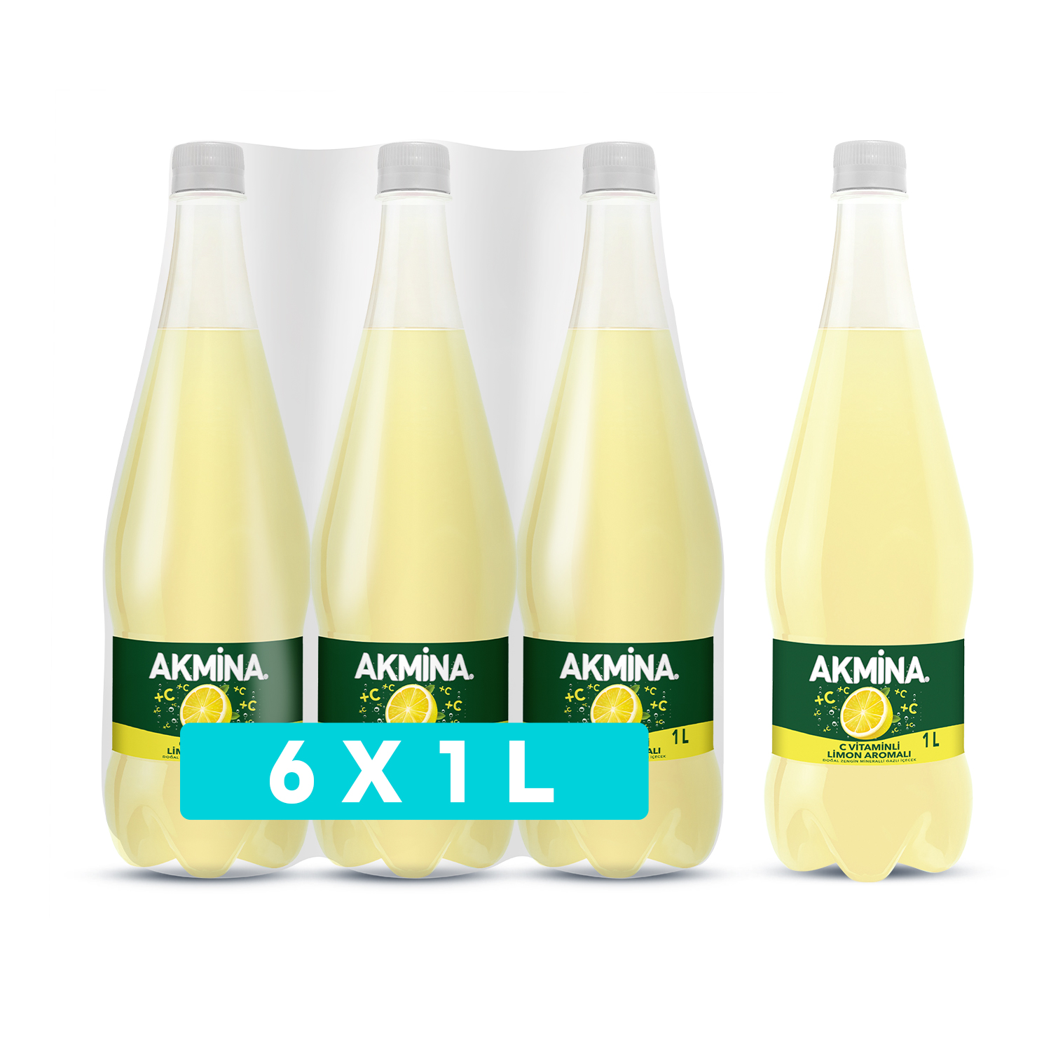 Akmina Limon Aromalı Maden Suyu 1L*6