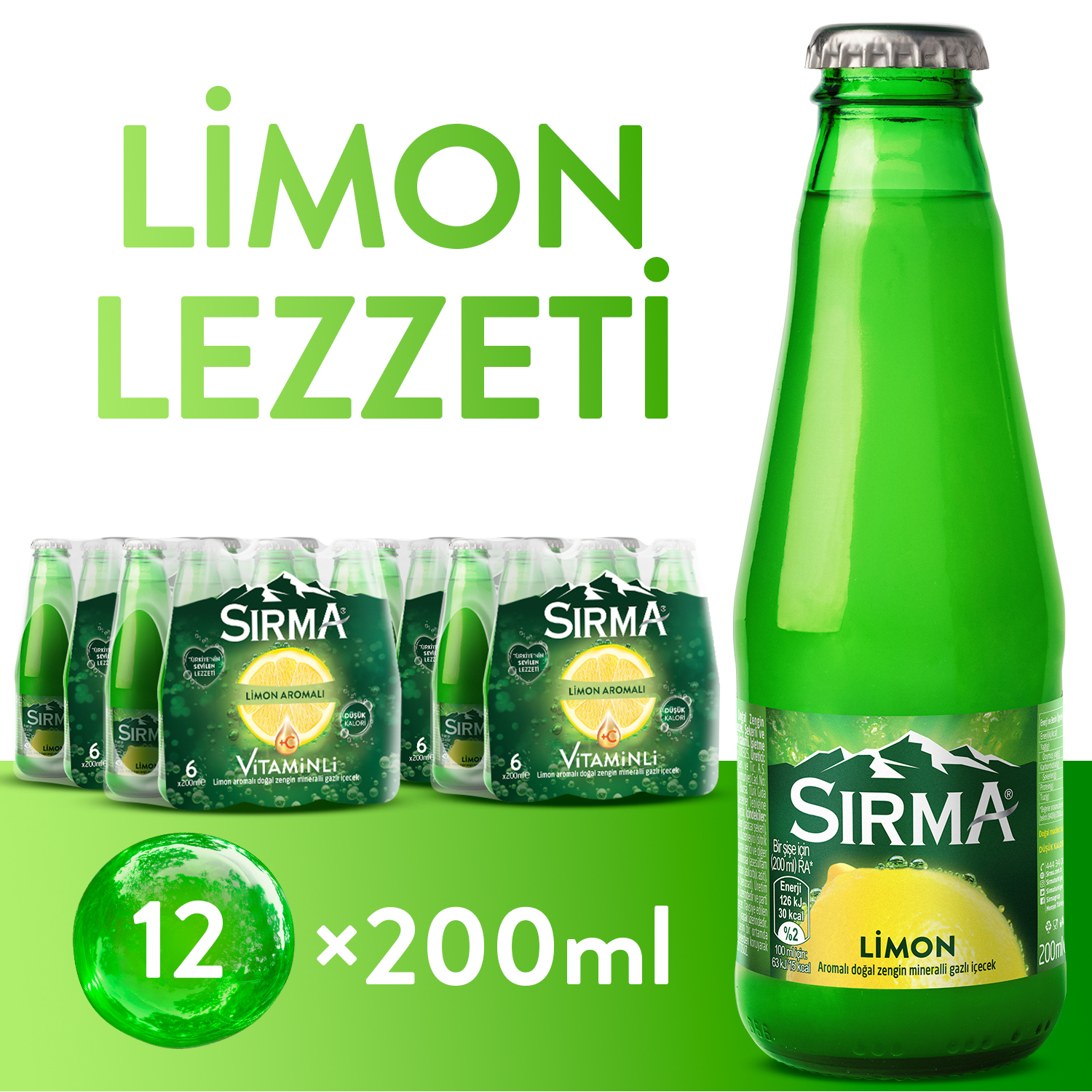 Sırma Limon Lezzeti Maden Suyu 200 ml*12